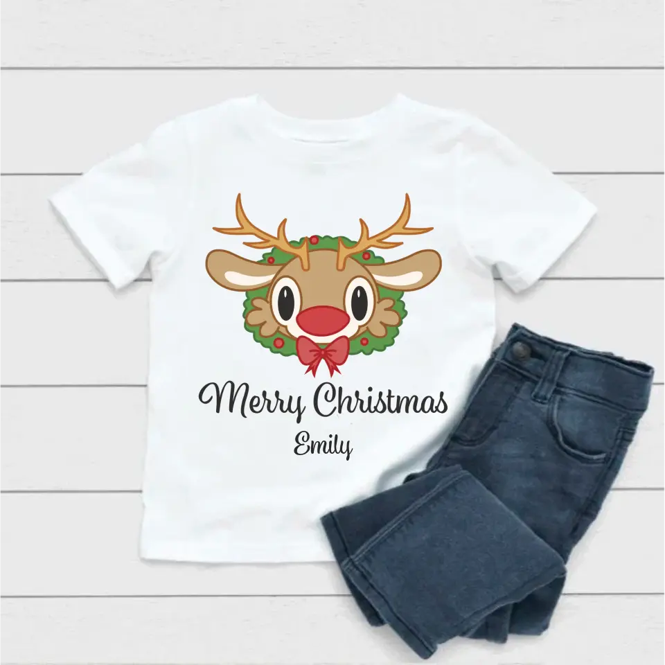 Kid's Merry Christmas with Deer