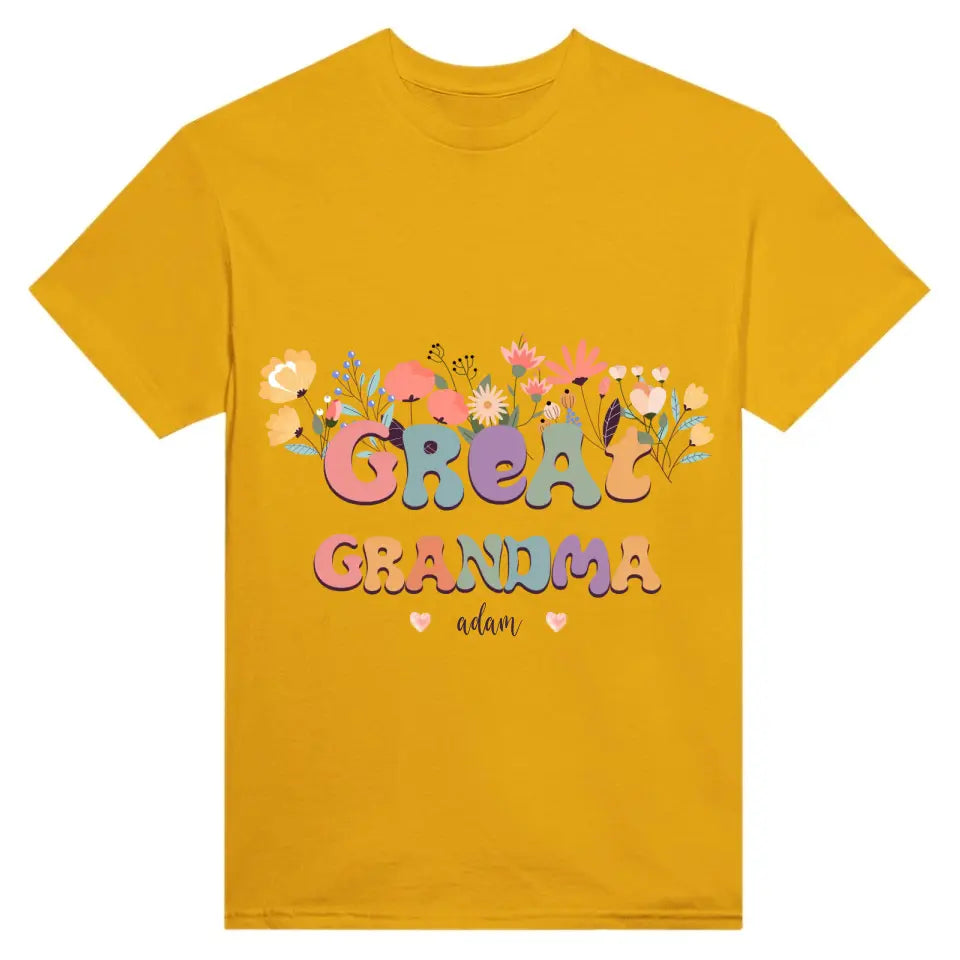 T-Shirt - Grandma With Flowers And Grandchildren