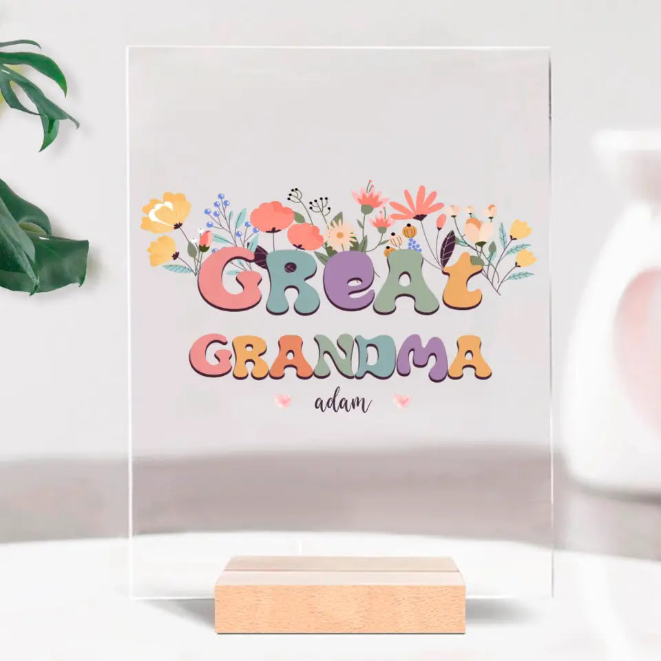 Pillow Case - Grandma With Flowers And Grandchildren